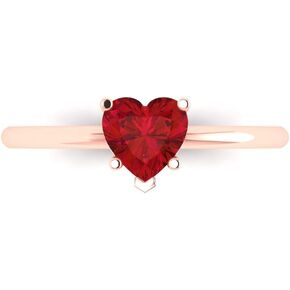 Clara Pucci 1.25 ct Heart Cut Created Ruby 14k White Gold Solitaire Wedding Engagement Bridal Promise Ring