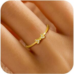 Bow Rings for Women Infinity Knot Heart Rings 14K Gold Plated 925 Sterling Silver Cubic Zirconia Rings Cute Dainty Bowknot Stackable Rings Jewelry Graduation Birthday Gifts for Daughter