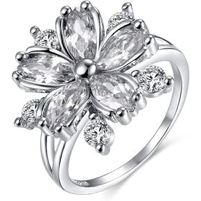 Luxury 925 Sterling Silver Womens Ring Shiny Romantic Cherry Zircon Moissanite Princess Ring Eternity Propose Engagement Wedding Band AAA Zircon Diamond Promise Ring Birthday Gift HM059