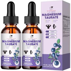 (2 Pack) Magnesium Glycinate 500mg Liquid Drops Magnesium Taurate 800mg with Malate, Aspartate, Citrate,Vitamin for Sleep, Leg Cramps, Cardiovascular, Magnesium Complex Supplement for Adults and Kids