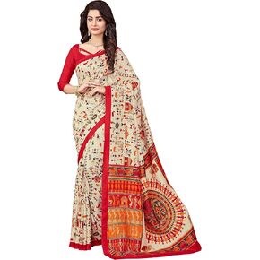 Miraan Women's Printed Bhagalpuri Art Silk Saree with blouse One Size Multicolour