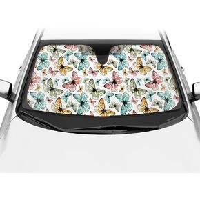 BDK Car Windshield Sun Shade Cover Foldable Accordion Front Windshield Sun Shade for SUV Car Sun Shade Windshield Cover Sun Shade For Car Shade Automotive Windshield Sunshade - Butterflies (57" x 27")