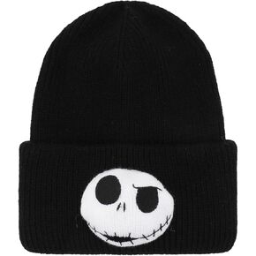Nightmare Before Christmas 3D Plush Jack Skellington Character Head Black Tall Cuff Beanie