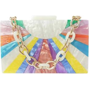 Elegant Ladies Acrylic Evening Clutch Multicolored Bag Box Stylish Marble Purse Handbag for Wedding Banquet Cocktail