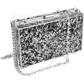 Acrylic Purses and Handbags, Mixed Color Sequins Acrylic Evening Bag,Fashion Lovely Shoulder Bag for Dinner Party Travel
