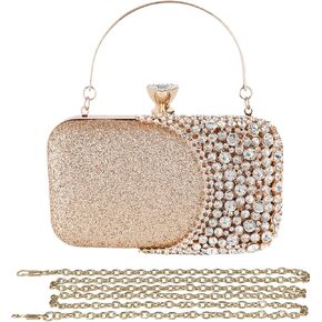 Womens Rhinestone Evening Bag Crystal Clutch Bag Sparkly Sequin Glitter Handbag Banquet Bag Bridal Wedding Purse
