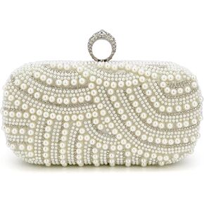 Pearl Womens Clutch Luxury Evening Bags Prom Cocktail Party Bags Wedding Bridal Purse Evening Purse Formal Party retro White Bags