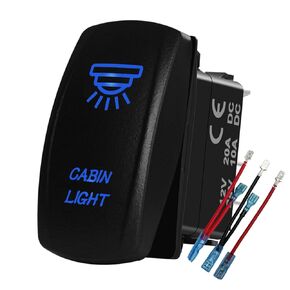 Blue Led Cabin Lights Rocker Switch with Jumper Wires 5P ON Off Toggle Switch for Car Boat Truck Camper RV Pickup Travel Trailer 12V/20A 24V/10A
