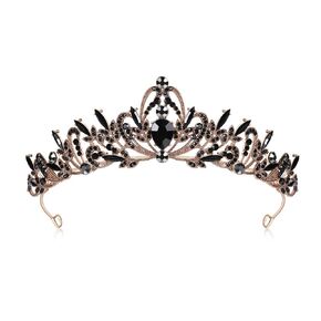 Lovelyshop Black Crystal Rose Gold Gothic Alloy Tiara Headpiece