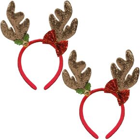 DALJIAFA Christmas Reindeer Antlers Headband Xmas Hair Bands Headpiece Deer Hair Hoops