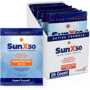SunX50 25-Packets of Broad Spectrum SPF50 Lotion
