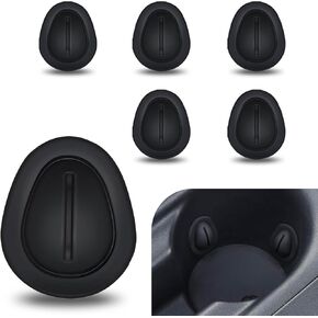 Pack-6 Car Central Control Cup Holder Limiter, 1.18" x 1.42" Shock-Absorbing Anti-Sound Water Cup Anti-Scratch Stabilizer, Silicone Flexible Non-Slip Drink Stopper, Universal for Cars (Black)
