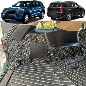 Cargo Mat Compatible with 2020-2025 Ford Explorer Trunk Mat (and Rear Left and Right Side Panels) Cargo Liners for Ford Explorer (2ND-Row Captain Chair)