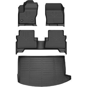 Floor Mats & Cargo Liner for 2013-2019 Ford Escape/Ford C-max All Weather Automotive TPE Set Anti-Slip Waterproof Floor Liners Accessories (Car Mats+Trunk Mat) Black