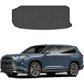 Custom Fit for Cargo Liner 2024 Toyota Grand Highlander(Trunk Without Speaker On The Left),(Not for Lexus TX) - Black TPO All Weather Heavy Duty Waterproof Rear Cargo Tray Trunk Floor Mat