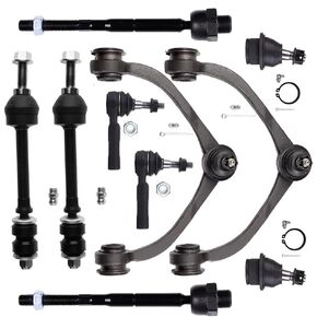 10 PCS Control Arm Ball Joint Tie Rod End Stabilizer Bar Link Suspension Kit Fit for 2005-2010 for Dodge Dakota 2006-2009 for Mitsubishi Raider