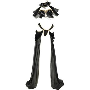 Women Anime Cosplay Sexy Costume Black Top Thong and Chiffon Skirt Egyptian Costume with Sleeves and Chain Halloween