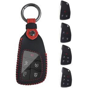 for GMC Key Fob Cover Leather, for 2022 - 2025 Chevy Silverado 1500 GMC Sierra 1500, 2024 2025 Silverado Sierra 2500HD 3500HD, 2021-2024 Chevy Traverse Tahoe Suburban GMC Yukon Denali, 3-6 Buttons