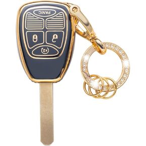 Gematay for Jeep Key Fob Cover with Keychain, Key Shell Cover Holder Compatible with Jeep Wrangler Compass 2007-2018/Dodge Ram Durango Smart Key Fob, White