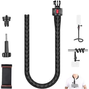 Neewer Magnetic Flexible Phone Holder with 1/4 Screw Adapter, Mini Bendable Tripod Stand Selfie Stick Compatible with MagSafe iPhone Samsung Android Cellphones for Handlebar/Treadmill/Stroller, GP-19