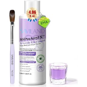Saviland 4.06oz Monomer Acrylic Nail Liquid- 2x2.03oz Acrylic Liquid for Acrylic Powder Non-Yellowing Low Odor MMA-Free Formula for Acrylic Nails Application Nail Extension & Carving Nail Home DIY Nail Salon Use
