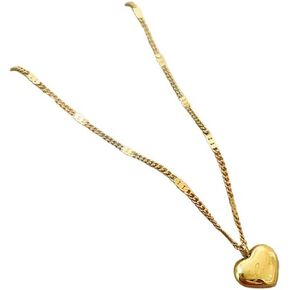 18K Gold Heart Pendant Necklace, Love Gold Plated Jewelry