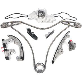 Timing Chain Kit with Water Pump Fits for 2007-2010 Ford Edge Flex Taurus 3.5L, for Lincoln MKS MKT MKX, for Mazda 6 CX-9 3.5L 3.7L DOHC Replace OE AT4Z-6306-A 7T4Z6256A 7T4Z6268CA
