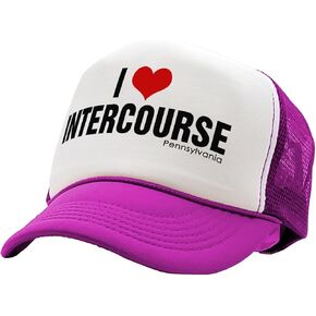 The Goozler - I Heart Intercourse Pennsylvania pa Joke - Vintage Retro Style Trucker Cap Hat