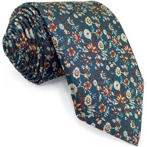 S&W SHLAX&WING Ties for Men Necktie Floral Green Red Elegant for Wedding Satin