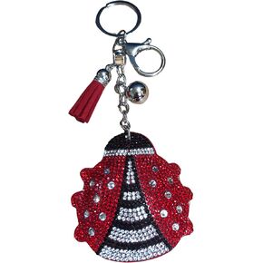 Popfizzy Bling Red Ladybug Keychain for Women and Girls, Rhinestone Purse Charms for Handbags, Ladybug Gifts for Her
