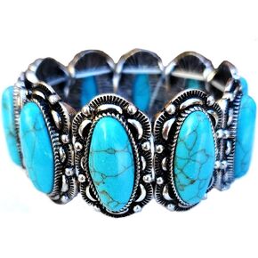 Western Turquoise Double Stretch Bracelet Navajo
