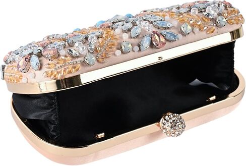 Women Evening Clutch Colorful Crystal Bead Embroidered Handbag Party Banquet Wedding Elegant Purse in Saudi Arabia