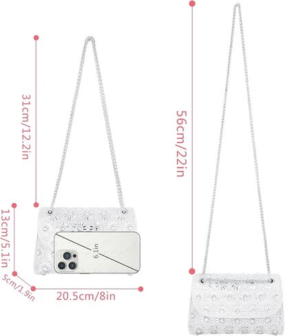 Reberomantic Women Crystal Rhinestones Handbag Chain Evening Clutch Purse Wedding Crossbody Shoulder Bag in Kuwait