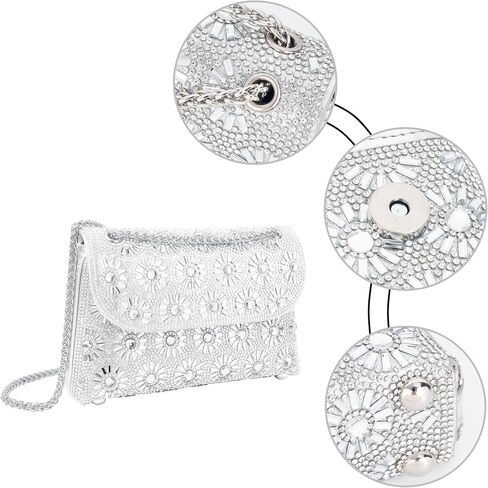 Reberomantic Women Crystal Rhinestones Handbag Chain Evening Clutch Purse Wedding Crossbody Shoulder Bag in Kuwait