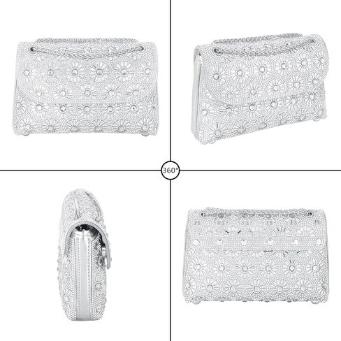 Reberomantic Women Crystal Rhinestones Handbag Chain Evening Clutch Purse Wedding Crossbody Shoulder Bag in Kuwait