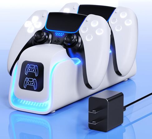 PS5 Controller Charger,Playstation Charging Dock for Playstation 5 Dualsense Edge with 6 LED & RGB Mode,Overcharge Protection Fast Controller Charging Station Stand Skin with Cable for Game Console in Saudi Arabia