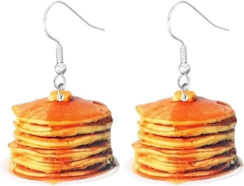 Fun Breakfast Pancake with Syrup and Butter Acrylic Dangle Earrings, 1.4 inches in Saudi Arabia