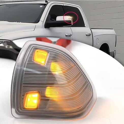 68302828AA مرآة جانبية LED لليسار واليمين، ضوء إشارة الانعطاف مناسب لـ Dodge Ram 1500 2500 3500 4500 5500 2010-2018 للسائق الأيسر ومصابيح الركاب اليمنى استبدال عدسة الغطاء المدخن 68302829AA قطعتان in Kuwait