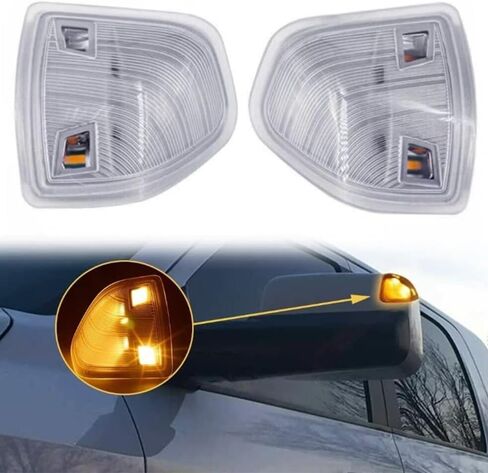68302828AA مرآة جانبية LED لليسار واليمين، ضوء إشارة الانعطاف مناسب لـ Dodge Ram 1500 2500 3500 4500 5500 2010-2018 للسائق الأيسر ومصابيح الركاب اليمنى استبدال عدسة الغطاء المدخن 68302829AA قطعتان in Kuwait