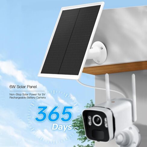 6W Solar Panel Charger for Outdoor Security Cameras,DC 5V, IP65 Waterproof. Micro USB/USB-C/DC (35*135) Fits eufy/wyze/ring camera,9.8ft Cable,Stabilization System for Battery Protection fast charging in Kuwait