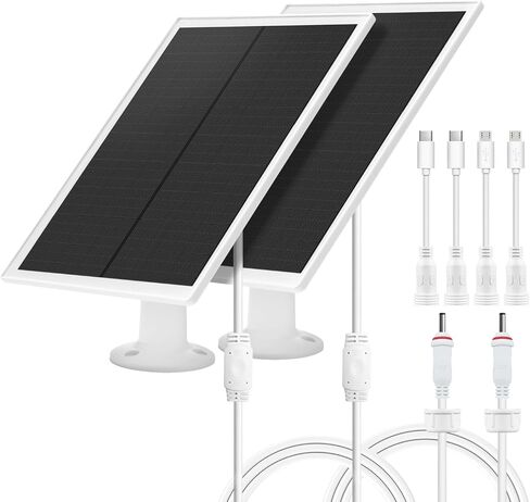 6W Solar Panel Charger for Outdoor Security Cameras,DC 5V, IP65 Waterproof. Micro USB/USB-C/DC (35*135) Fits eufy/wyze/ring camera,9.8ft Cable,Stabilization System for Battery Protection fast charging in Saudi Arabia