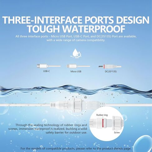 6W Solar Panel Charger for Outdoor Security Cameras,DC 5V, IP65 Waterproof. Micro USB/USB-C/DC (35*135) Fits eufy/wyze/ring camera,9.8ft Cable,Stabilization System for Battery Protection fast charging in Kuwait