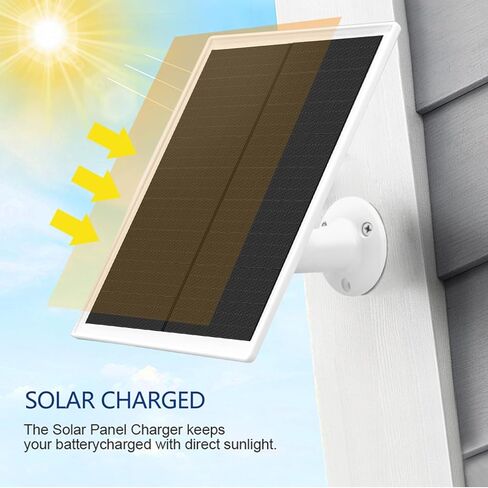 6W Solar Panel Charger for Outdoor Security Cameras,DC 5V, IP65 Waterproof. Micro USB/USB-C/DC (35*135) Fits eufy/wyze/ring camera,9.8ft Cable,Stabilization System for Battery Protection fast charging in Kuwait
