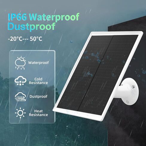 6W Solar Panel Charger for Outdoor Security Cameras,DC 5V, IP65 Waterproof. Micro USB/USB-C/DC (35*135) Fits eufy/wyze/ring camera,9.8ft Cable,Stabilization System for Battery Protection fast charging in Saudi Arabia