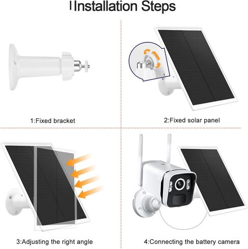 6W Solar Panel Charger for Outdoor Security Cameras,DC 5V, IP65 Waterproof. Micro USB/USB-C/DC (35*135) Fits eufy/wyze/ring camera,9.8ft Cable,Stabilization System for Battery Protection fast charging in Kuwait