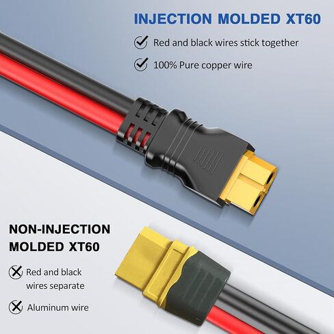 XT60 to Anderson Connector Cable(12AWG 1ft), Anderson to XT60 Female Adapter, Injection Molded XT60 to Anderson with Flame Retardant Sleeve for RC Battery,Solar Panel,Portable Power Station in Saudi Arabia