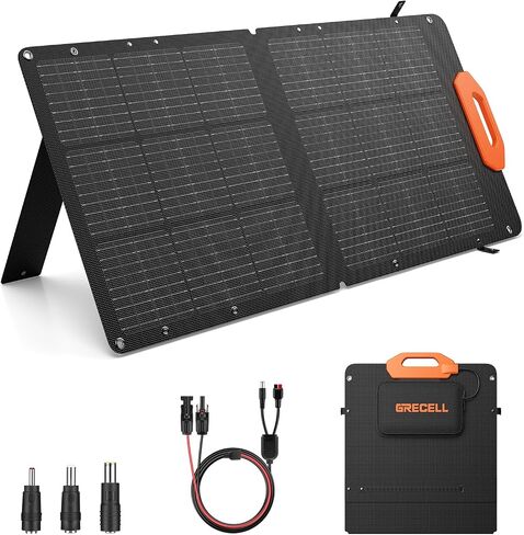 GRECELL 100W Solar Panel for Power Station Generator, 21.5V Portable Foldable Solar Panel with Fast Charger and Adjustable Kickstand Solar Cell Solar Charger for Outdoor Camping RV Travel in Saudi Arabia