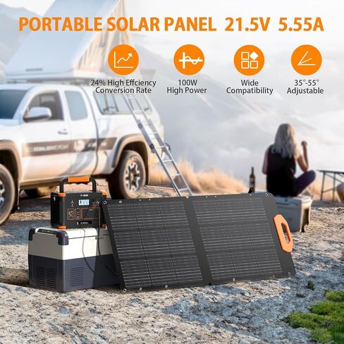 GRECELL 100W Solar Panel for Power Station Generator, 21.5V Portable Foldable Solar Panel with Fast Charger and Adjustable Kickstand Solar Cell Solar Charger for Outdoor Camping RV Travel in Saudi Arabia