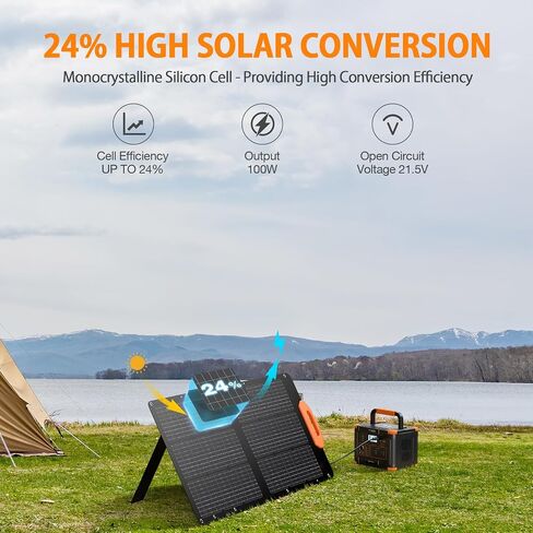 GRECELL 100W Solar Panel for Power Station Generator, 21.5V Portable Foldable Solar Panel with Fast Charger and Adjustable Kickstand Solar Cell Solar Charger for Outdoor Camping RV Travel in Saudi Arabia