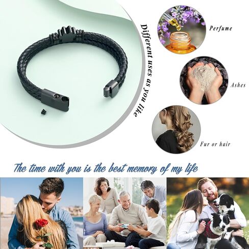 Paw Print Urn Bracelet for Ashes for Women Men Keepsake Memorial Cuff Bangle Braided Leather Wristband Bracelet Cremation Jewelry in Kuwait